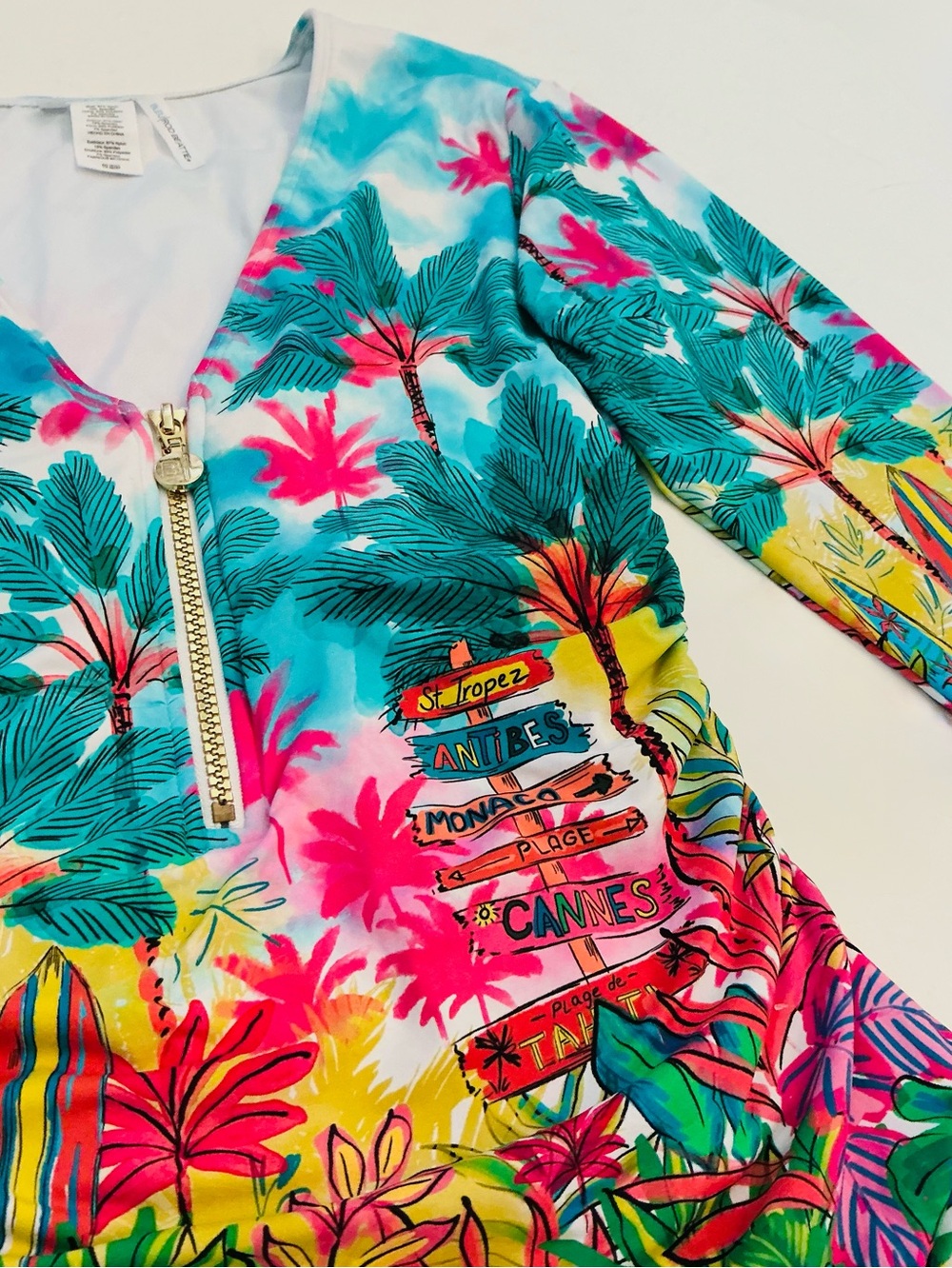 BLEU ROD BEATTIE, St. Tropez Long-Sleeve Zip One-Piece Swimsuit Suit , Size 8 - Picture 7 of 12